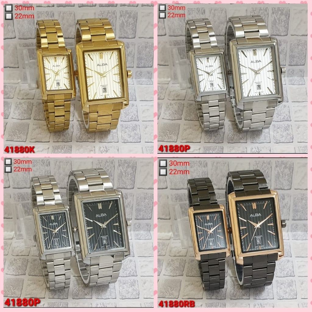 Jam Tangan Couple pasangan Terbaru 2022 Kekinian | Jam Tangan ALBA Kotak Date Aktif