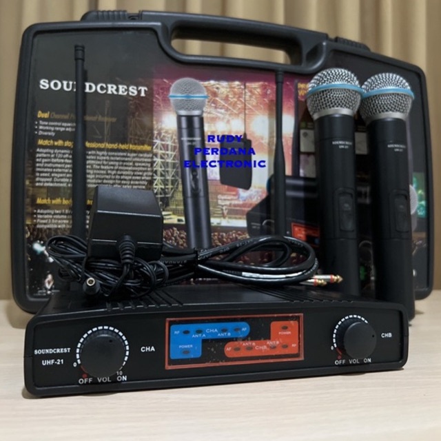 MICROPHONE MIC WIRELESS MIKROPON MIK TANPA KABEL SOUNDCREST UHF-21 ORIGINAL ORI BAGUS TERLARIS TERBAIK GARANSI