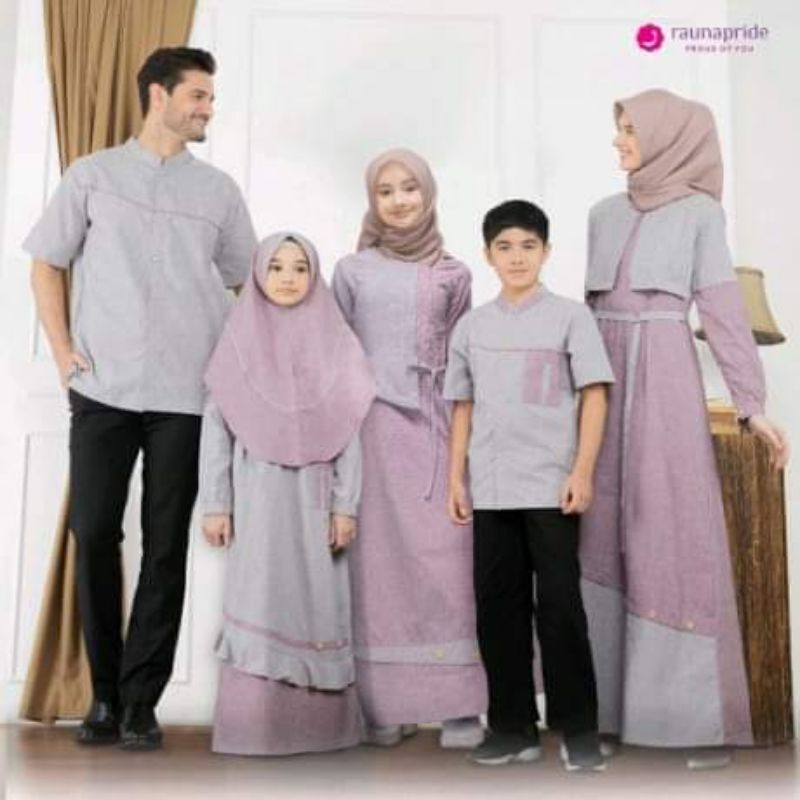 SARIMBIT | COUPLE KELUARGA RAUNA GAMIS KATUN IBU GF 01 ROSE | GAMIS ANAK GAF 01 | KOKO AYAH KF 01 | 