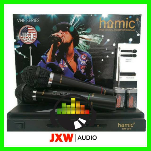 MIC HOMIC HM 306 NEW / MICROPHONE DOUBLE WIRELESS HOMIC HM-306 / MIC HOMIC HM306