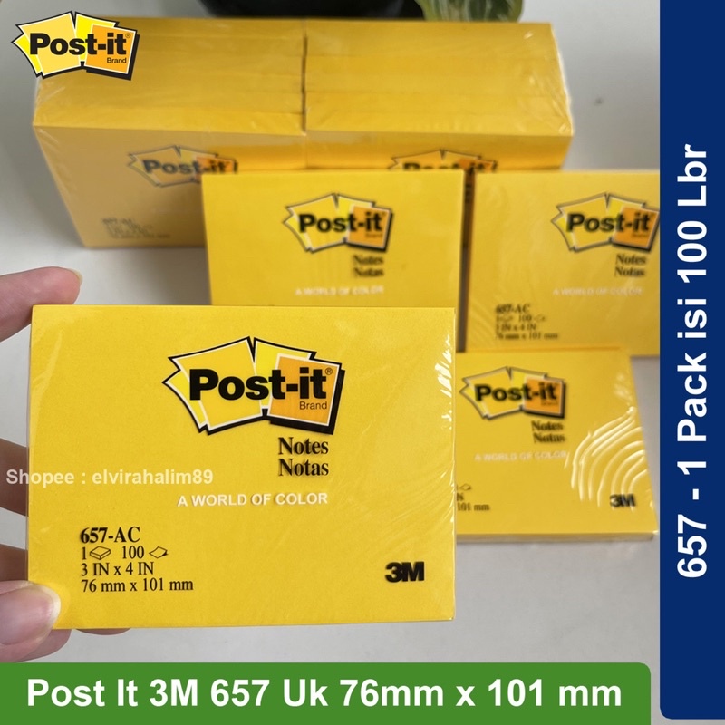 

Post It 3M 657 Memo Sticky Notes 76 mm x 101 mm (1PAD/Pack) isi 100Lbr