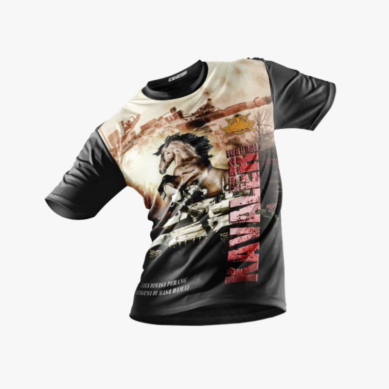 Kaos Pria Dryfit Jersey Kavaleri Hitam