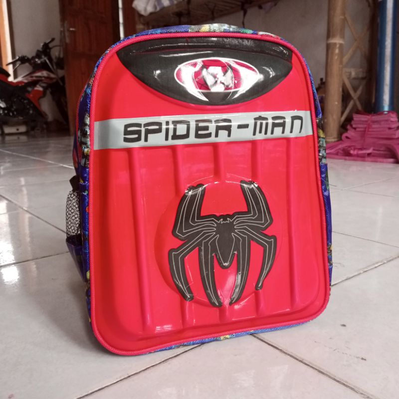 ransel SD TK PAUD LABA LABA SPIDERMAN LOGO nyala LED timbul 3D