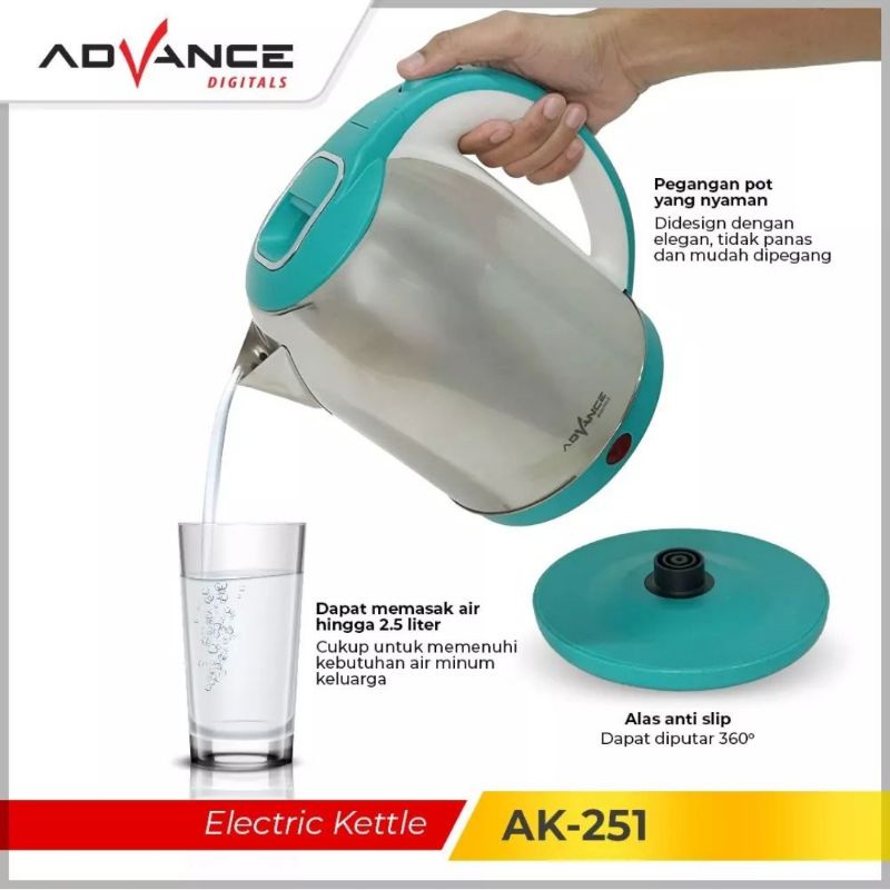 Advance Electric Kettel 2.5L / Teko Listrik AK-251