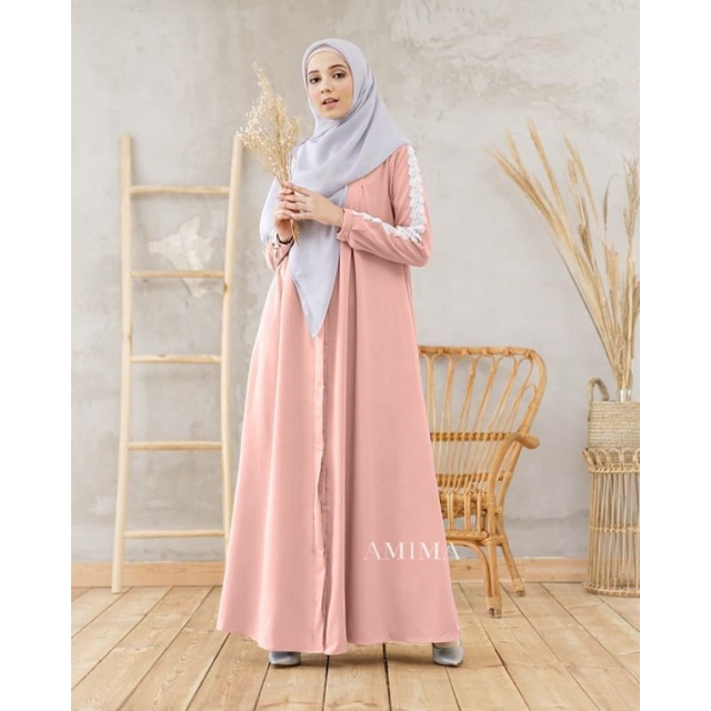 AMIMA AFIDAH DRESS GAMIS ONLY BAHAN LADY ZARA POLOS AKSEN RENDA Busui Friendly