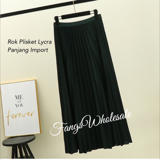 FW R177 Rok Plisket Lycra Panjang IMPORT | Rok Plisket Panjang Glossy IMPORT