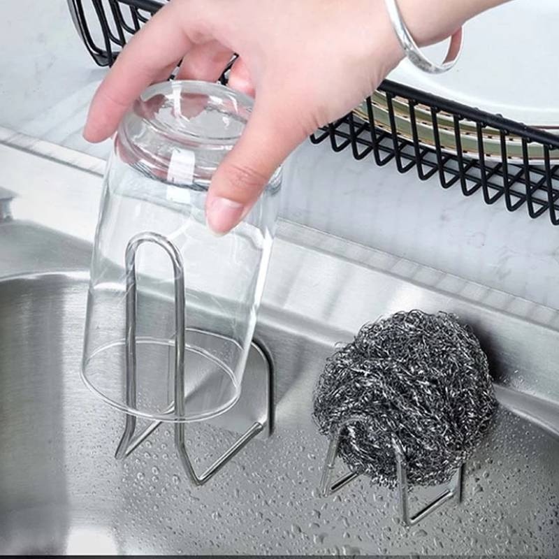 [Kitchen Sponges Holder ] [Nail-Free Self Adhesive Sink Sponge Drain Drying Rack][Multifunction Bathroom Kitchen Self Adhesive Nail-Free Door Hanger Hook]