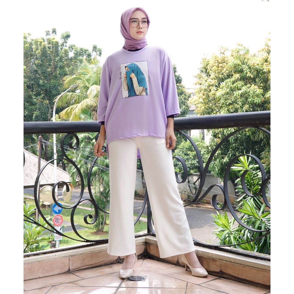 Tunik wanita Over Size hijab style terbaru 2022/Gambar sablon view DTF ((Direct Transfer Film}