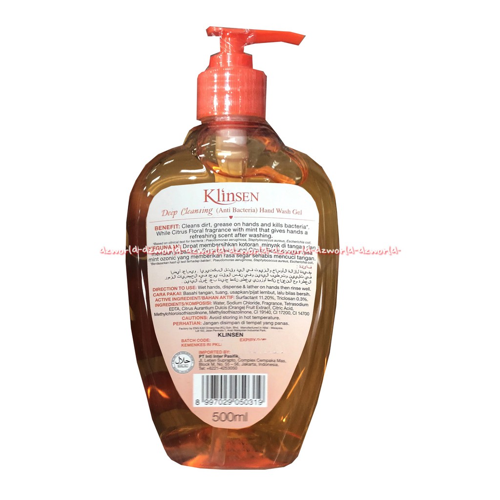 Klinsen Deep Cleansing And Wash 500ml Sabun Untuk Tangan Orange Klin sen Handwash Gel