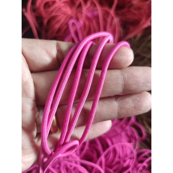 tali bulat elastis tali string elastis/tali karet bulat  3mm 13 warna( permeter)-Pink