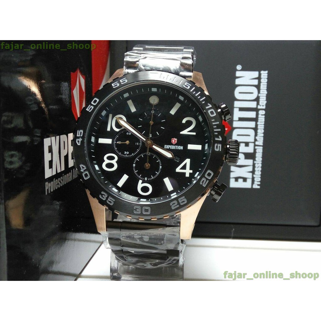 Jam Tangan Expedition Pria E 6387M Rose Gold Black Original