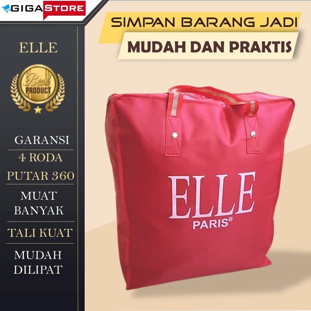 Tas Travel Bag Elle Size Cabin Pesawat 4 Roda Organize Lipat Koper Besar Tas Pakaian Tenteng Jinjing