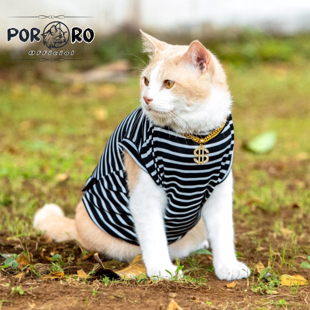 Baju Kucing Murah Lucu Asesoris Hewan Hitam Garis Garis