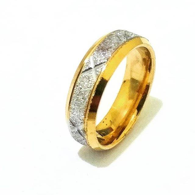 [COD] Cincin Titanium Pasir Silver List Kuning / Cincin Pria Wanita Anak Couple Tunangan Nikah