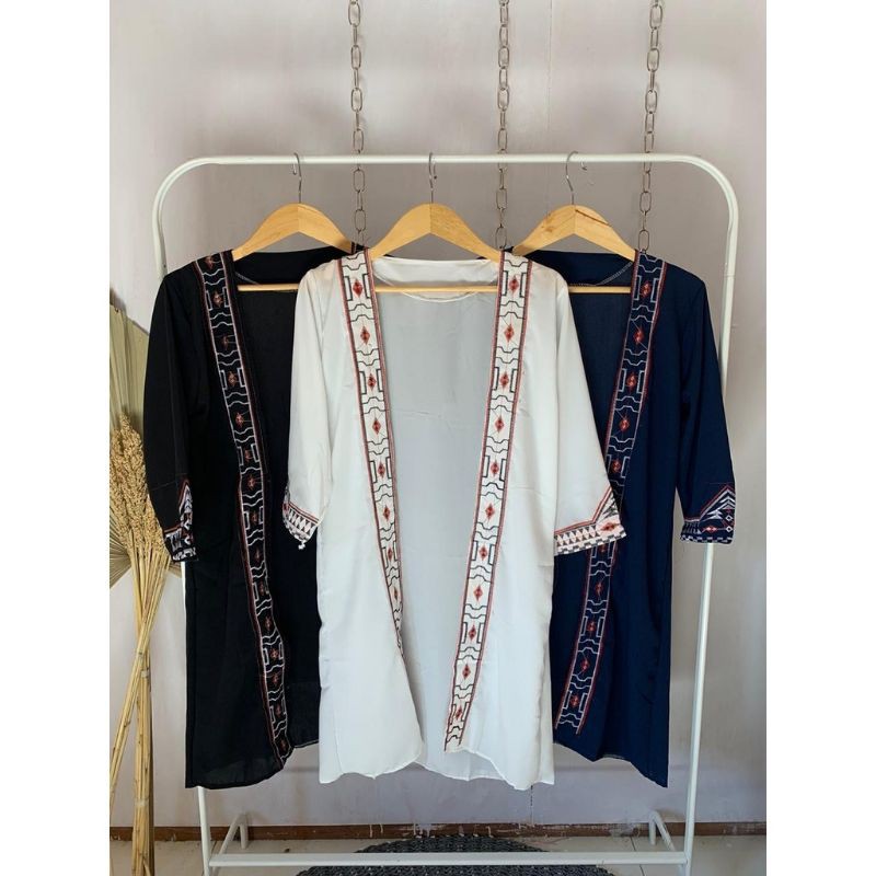 BORDIR ETNIK BOHEMIAN CARDIGAN OUTER LONG KARDIGAN MOTIF FASHION WANITA