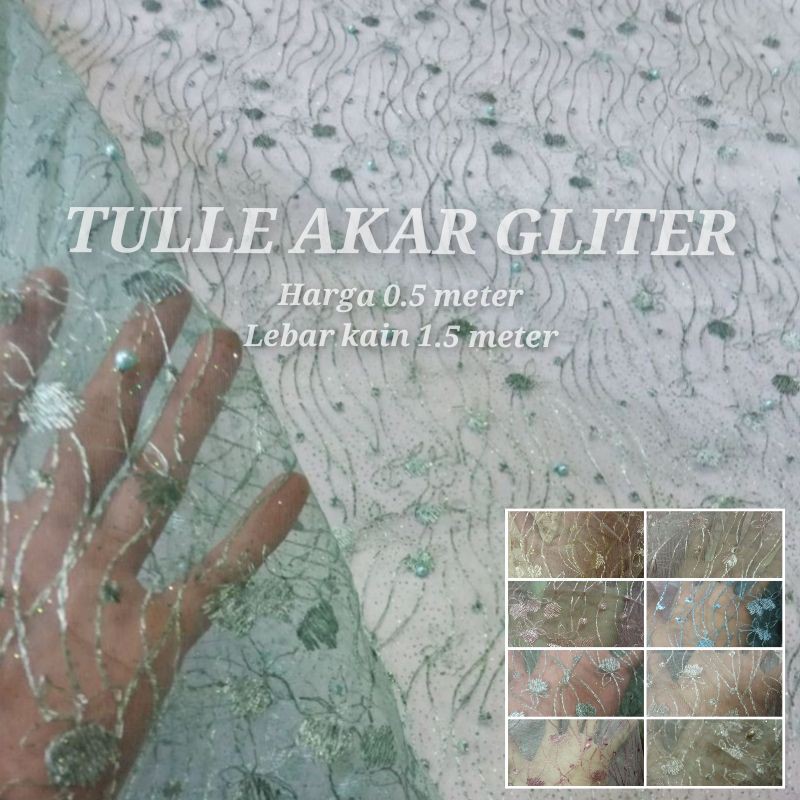 KAIN TILE AKAR MUTIARA GLITER / TILE AKAR