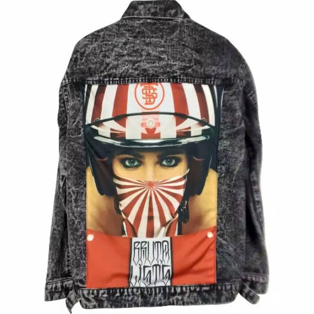JAKET JEANS PRINTING BIKERS BRUTALIST
