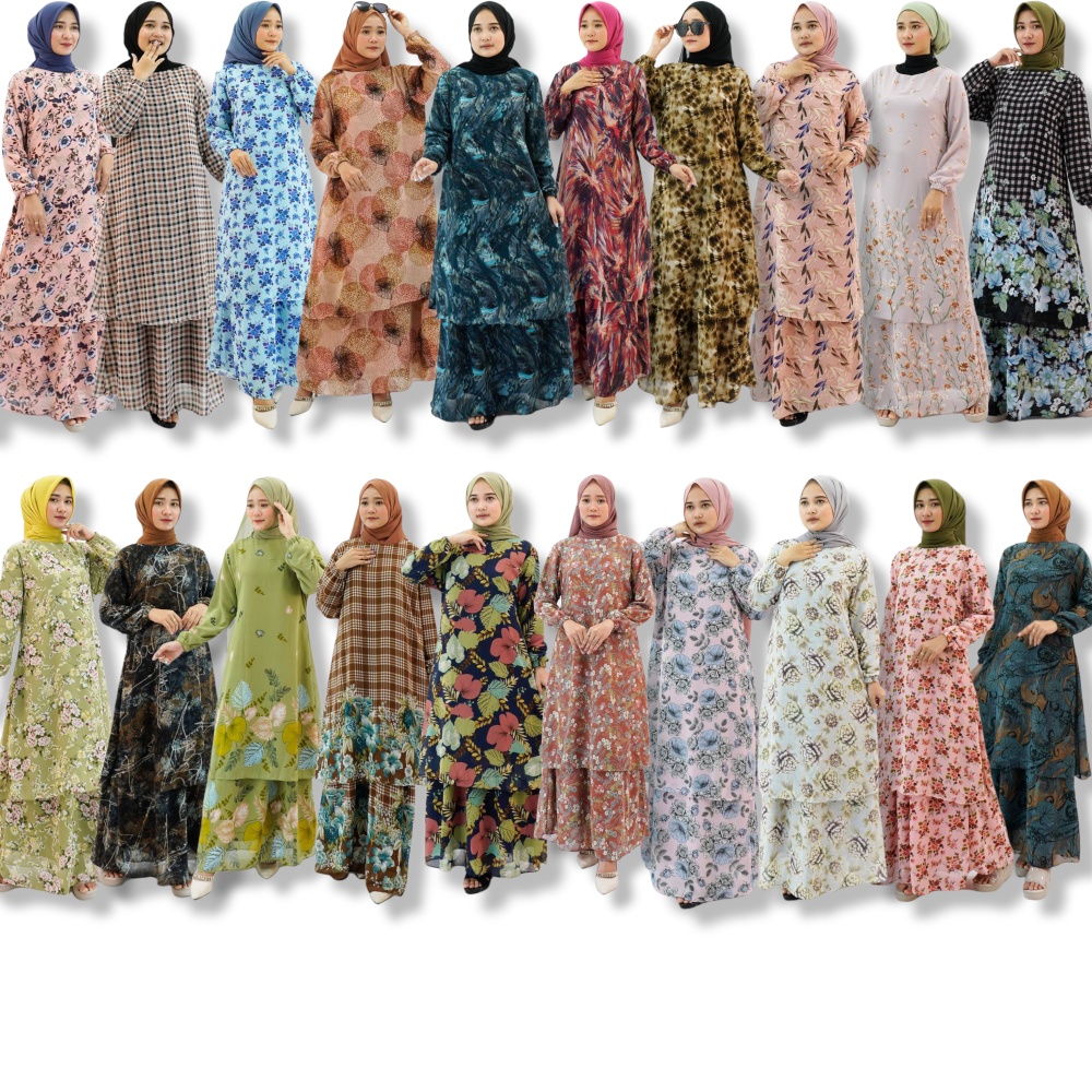 Baju Gamis Malaysia Wanita Ceruti Premium Motif Kekinian Korean Style Long Dress Perempuan 02117