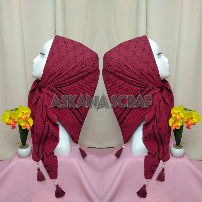 (COD) SEGI EMPAT BRANDED ORI BY ASKANA SCRAF/HIJAB SEGI EMPAT JAMBUL POMPOM