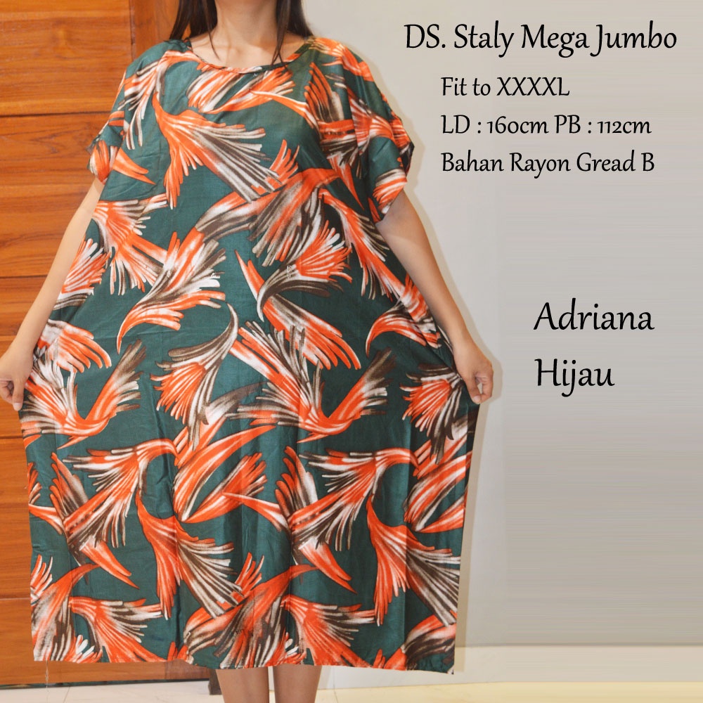 Daster Mega Jumbo Staly LD 160cm || Daster Jumbo Murah-Adriana Hijau A
