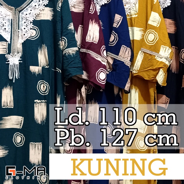 DASTER ARAB ZAHIRA LENGAN 3/4 | RESLETING DEPAN BUSUI | RAYON SANTUNG-KUNING