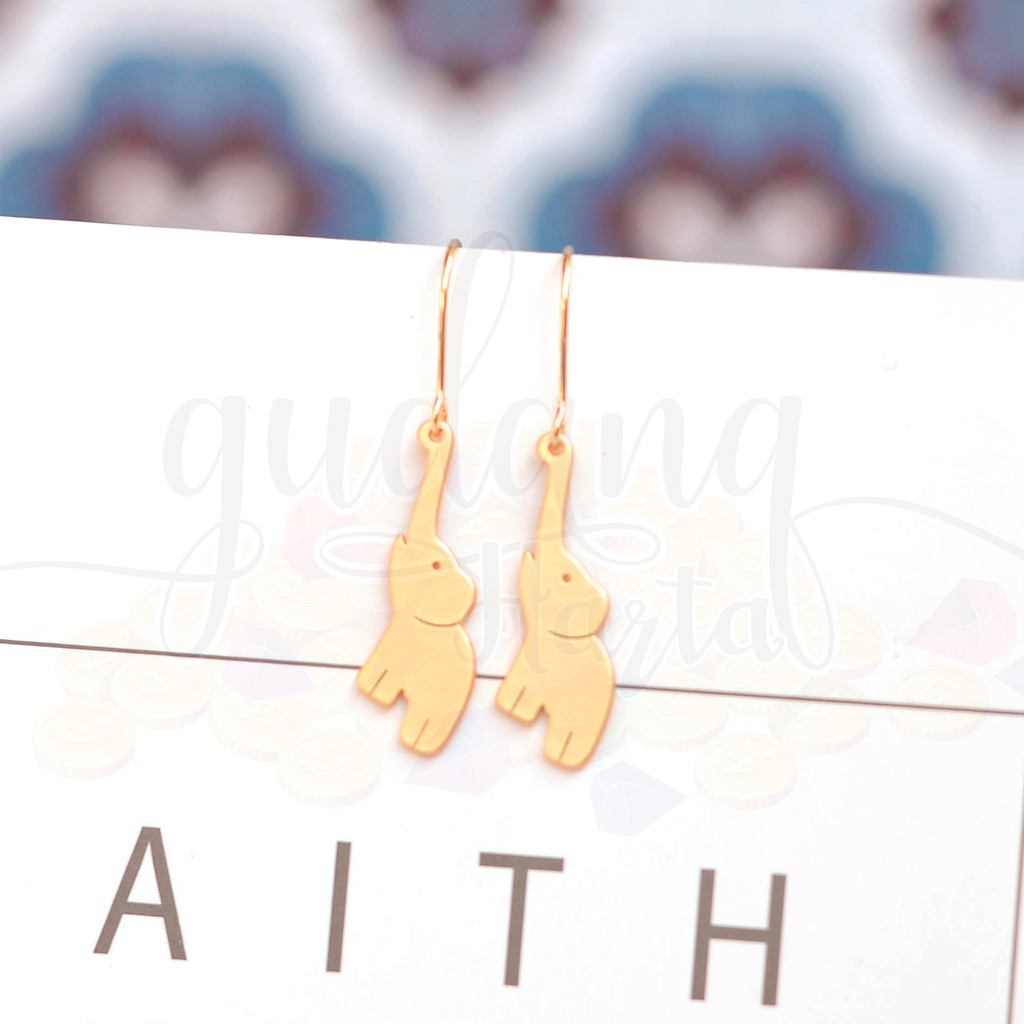 Anting Golden Elephant Gajah Lucu Unik Panjang GH 203261