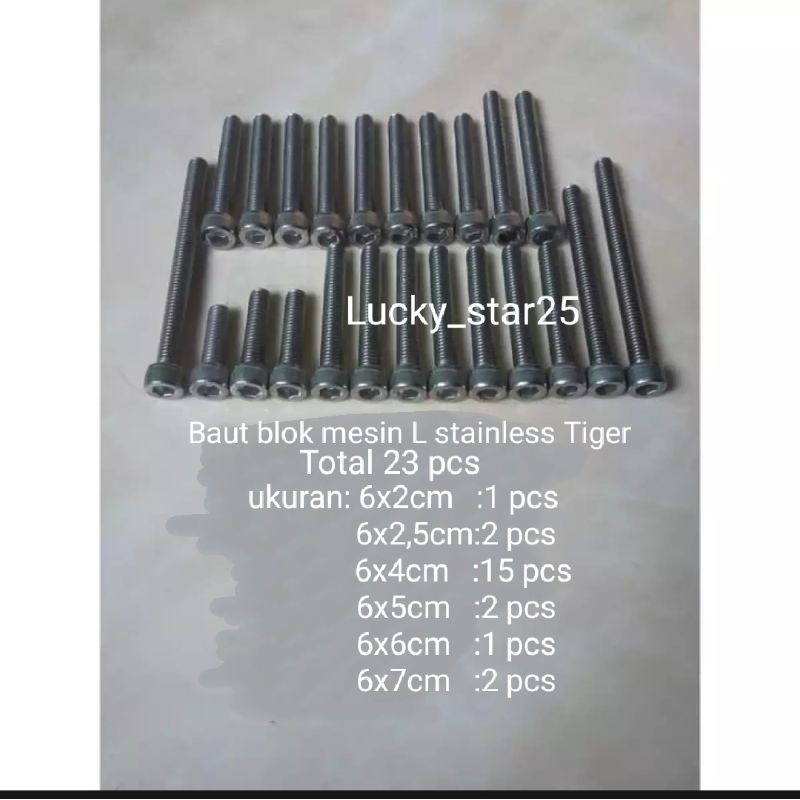 Baut Blok Mesin L Set Stainless Tiger