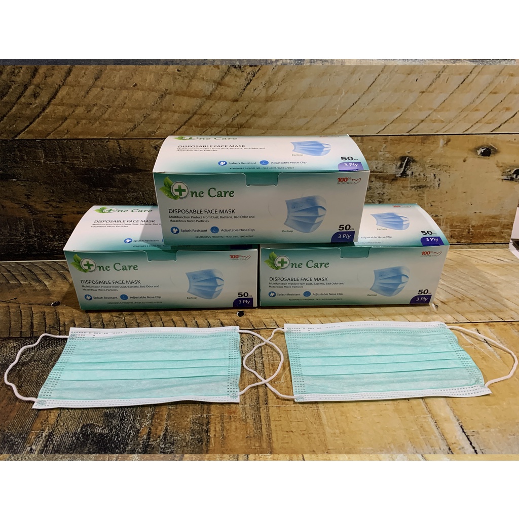 masker 3 ply Earlop one care isi 50 pcs hijau embos