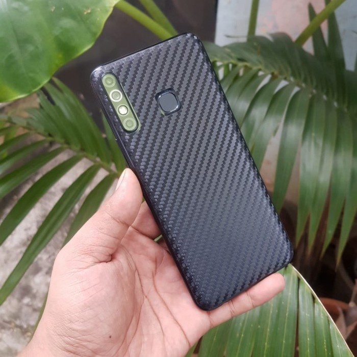 Samsung Galaxy A52S 5G Samsung M12 Black Carbon Skin Back Case sticker Garskin Black Doft Garskin Sk