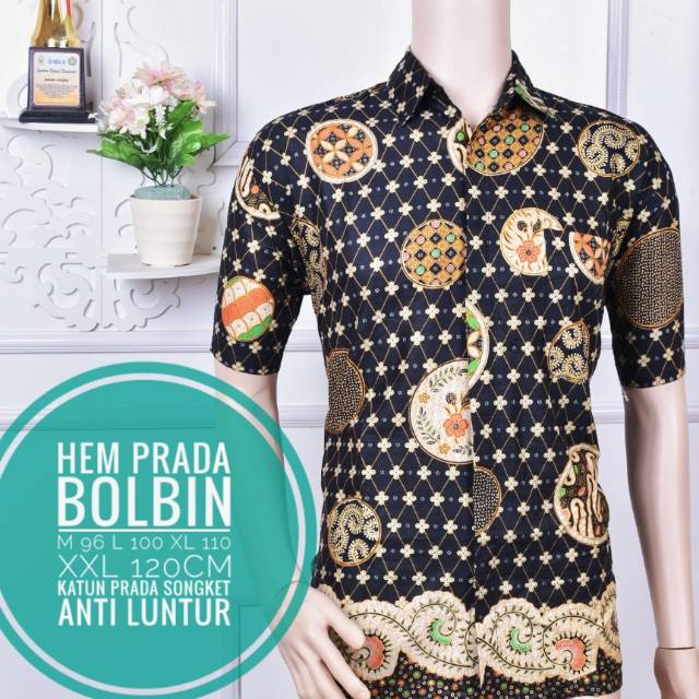 Hem kemeja batik prada songket seragam murah grosir