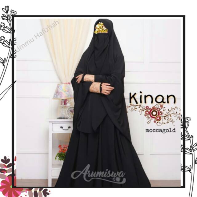 Gamis set cadar Set kinan Arumiswa hitam Qinana elegant cantik syari