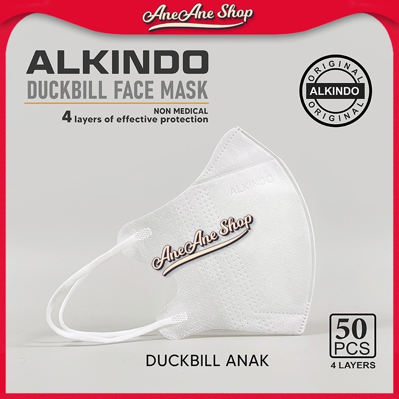 Masker Alkindo Duckbill Anak Non Medis Masker Sekali Pakai 4 Ply