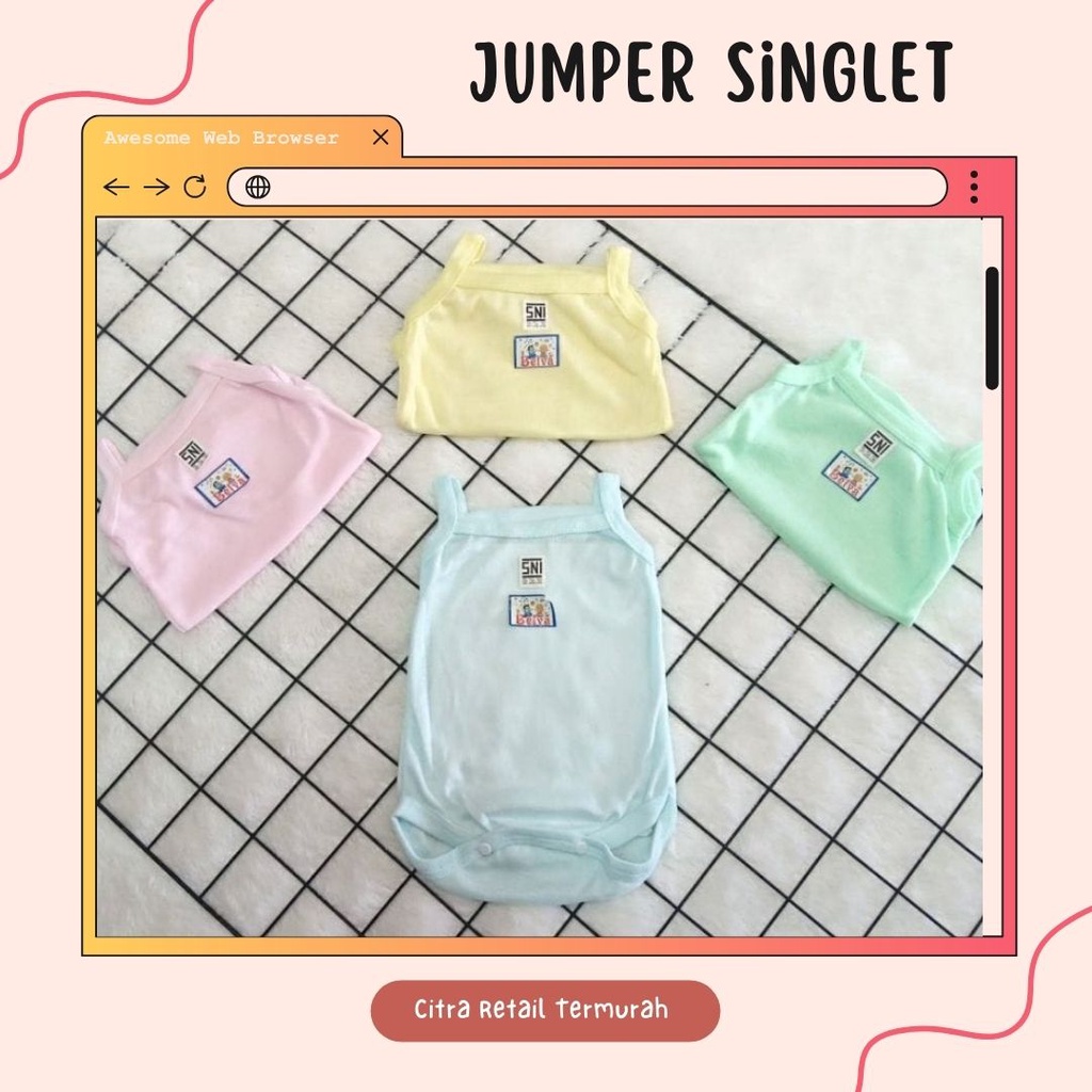 Singlet Jumper tanktop bayi | singlet anak perempuan jumpsuit | pakaian dalam baju katun polos warna murah | Giftset Kado Kelahiran Bayi Yongkid