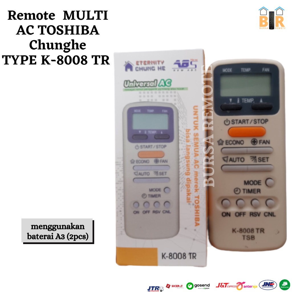 Remot / REMOTE MULTI AC TOSHIBA TYPE K 8008 TR  / ecer dan grosir