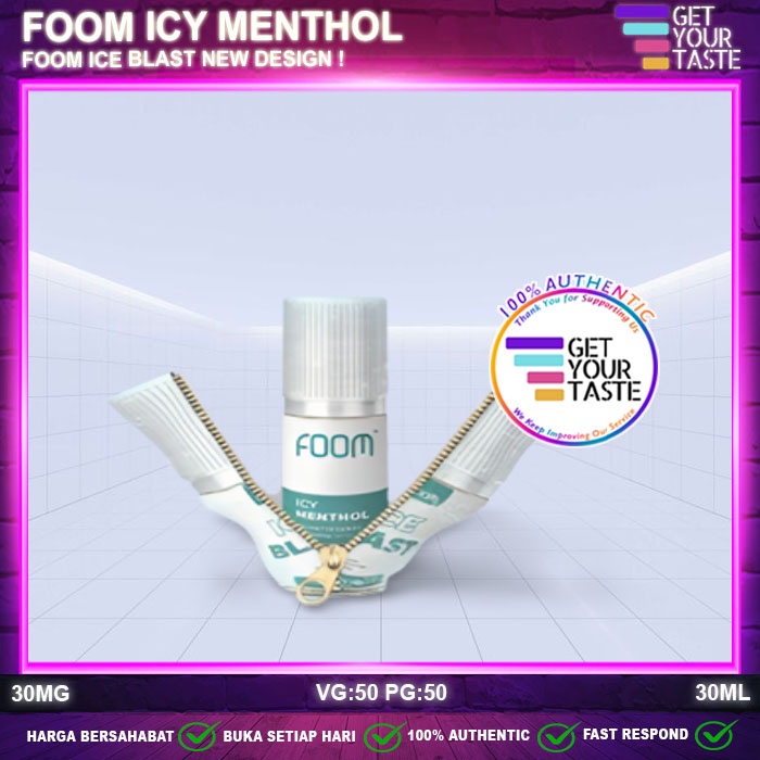 Liquid Foom Ice Blast Salt Nic Cigarette Series by Foom Lab Global - 100% Authentic - 30mg 30ml