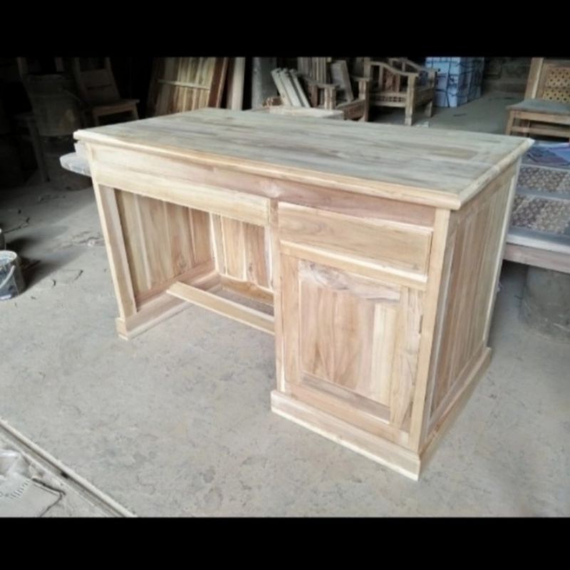 Meja Kantor Kayu Jati - Meja Belajar Kayu Jati Mebel Jepara Mentahan