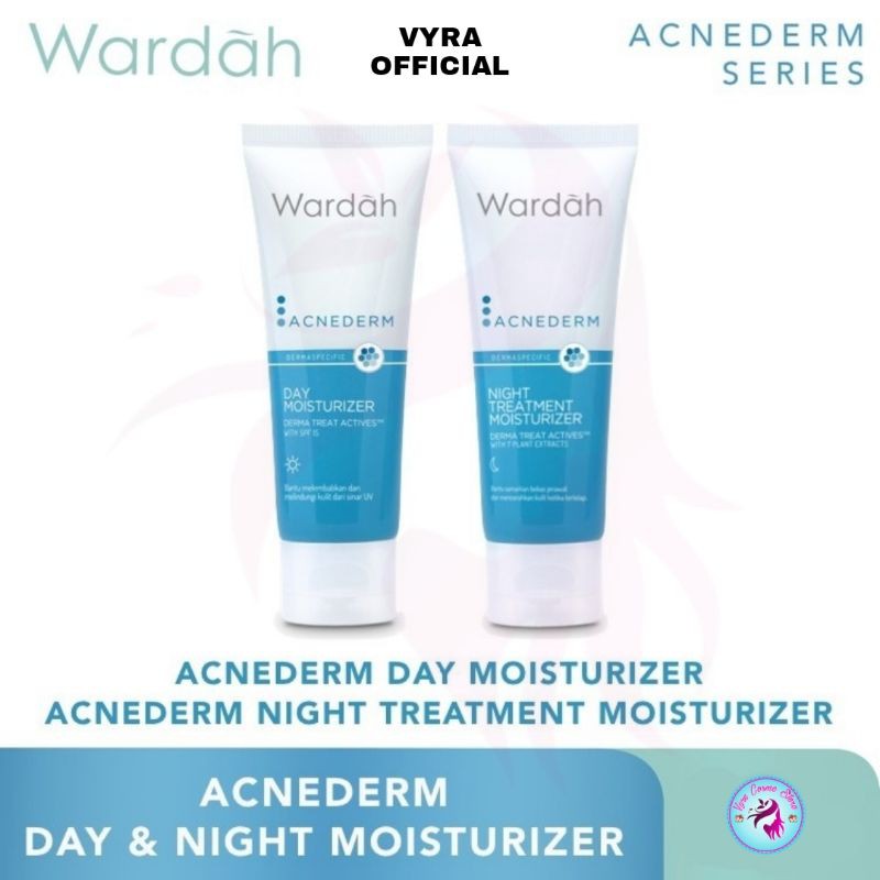 ❣VYRA❣WARDAH Acnederm Treatment Moisturizer / Cream Siang / Cream Malam / Cream Wajah 40ml