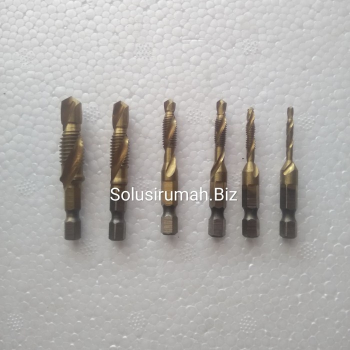 MATABOR PEMBUAT ULIR 6PCS BAUT TAP HEX DRILL SET BIT TITANIUM MATA BOR