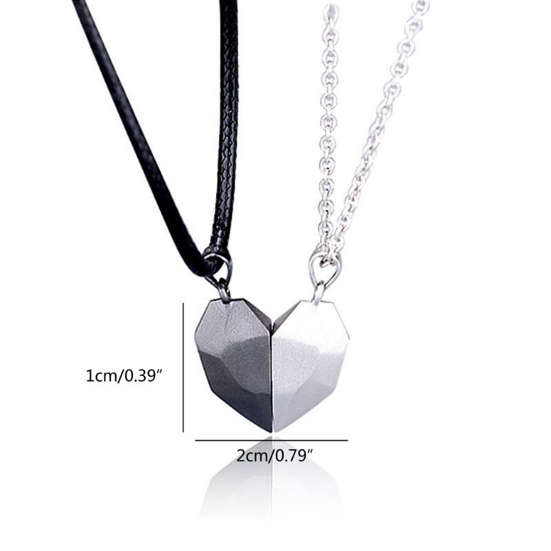 Moonlight&quot; 2Pcs Lovers Heart Pendant Couple Strong Magnetic Distance Heart Pendant Necklace