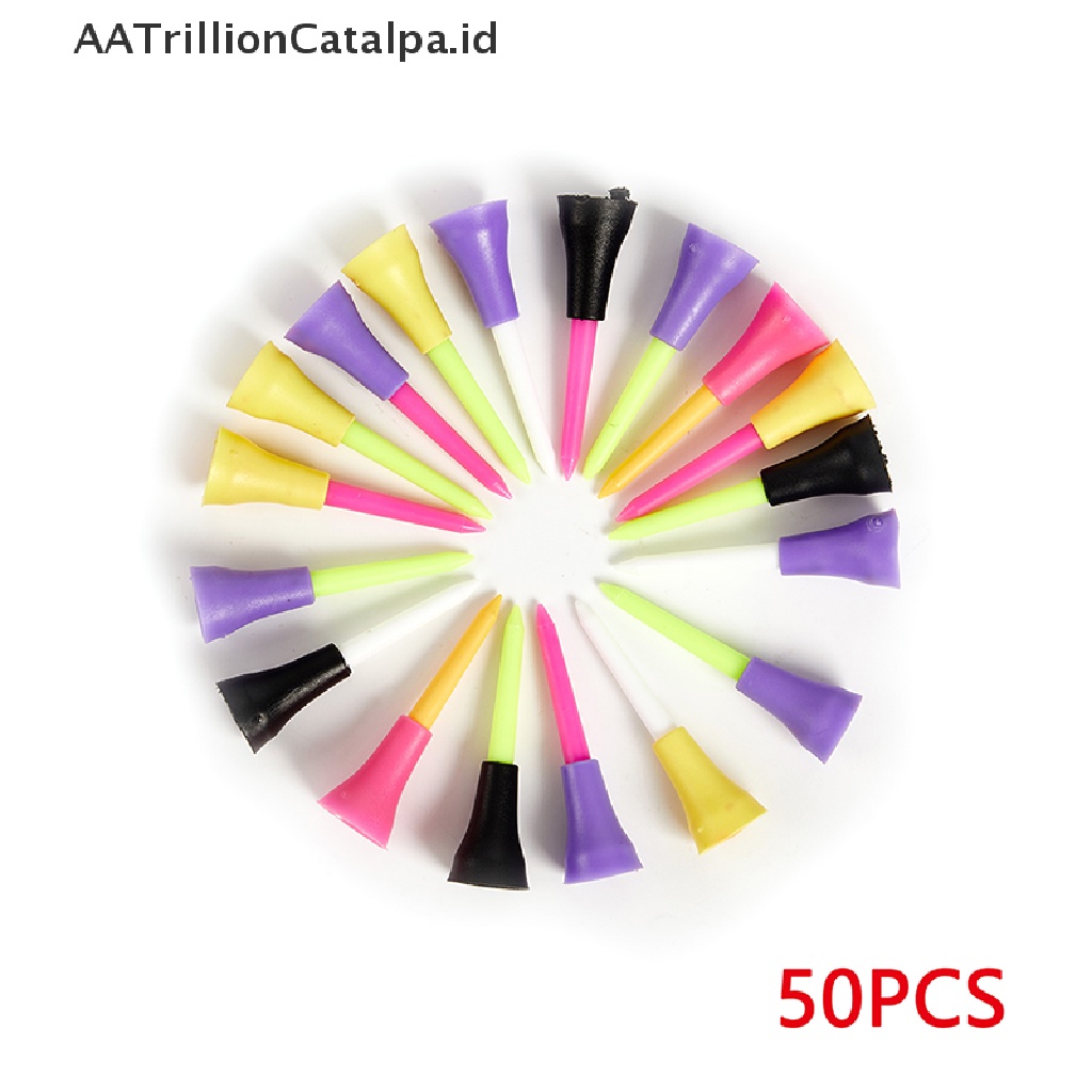 Aatrillioncatalpa 50pcs Tee Bola Golf Bahan Plastik Ukuran 56mm Aneka Warna