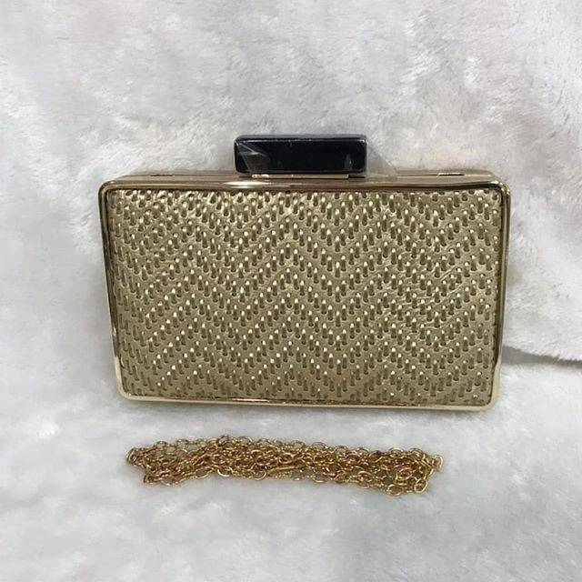 gold black clutch tas pesta kotak bulat longjong panjang pwrsegi trapesium segitiga chain import abh