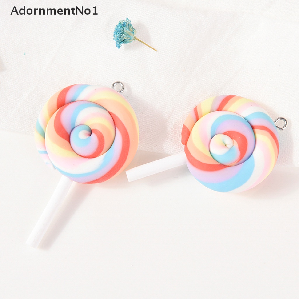 (AdornmentNo1) 10pcs Liontin Bentuk Lollipop Bahan Resin Untuk Dekorasi Anting / Kalung DIY