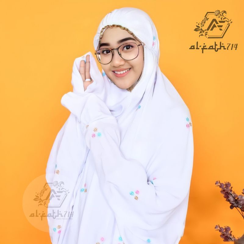 Mukena Terusan Dewasa bordir bunga melati mukenah lajuran mukena rayon