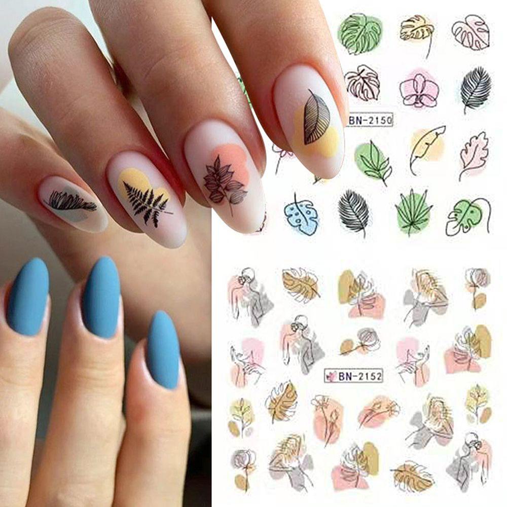 Preva Stiker Kuku Manicure DIY 12in1bunga Perekat Decals Tema Musim Panas Cat Air