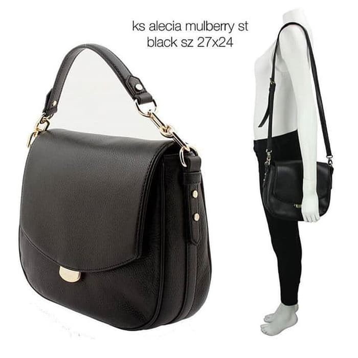 tas Kate Spade Alecia Mulberry St Black leather Gold Hardware Original