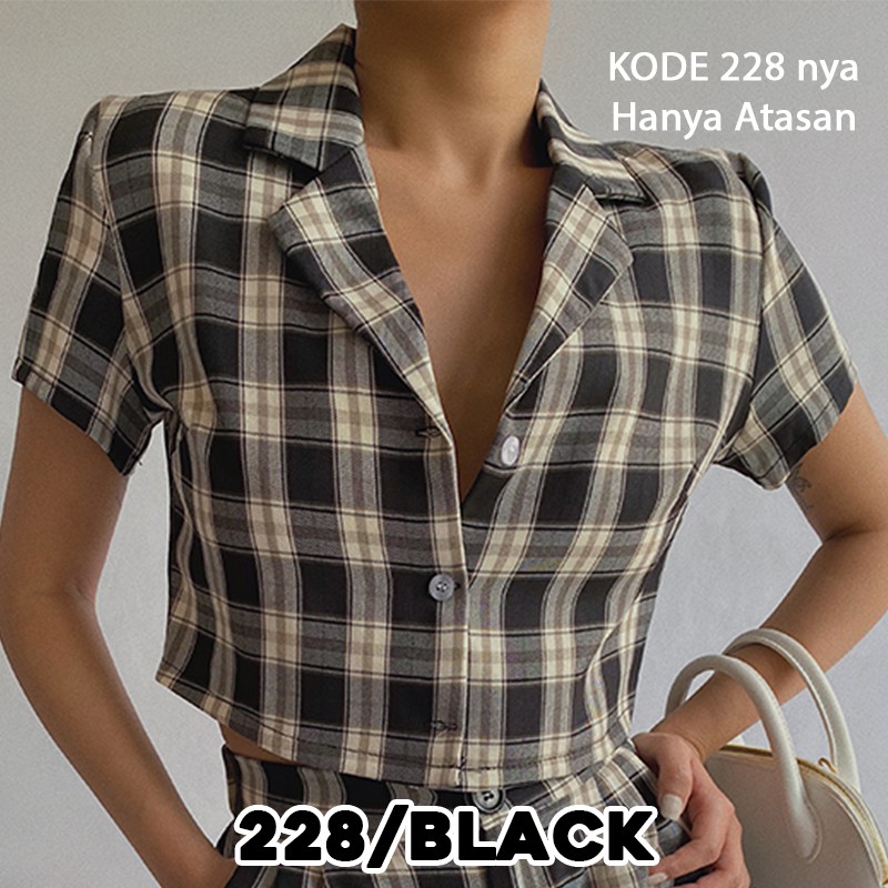 KARAKOREA 228 Tartan Top/Atasan Wanita/Korean top Women/Baju Kotak2 /Rok Lipit Lisa