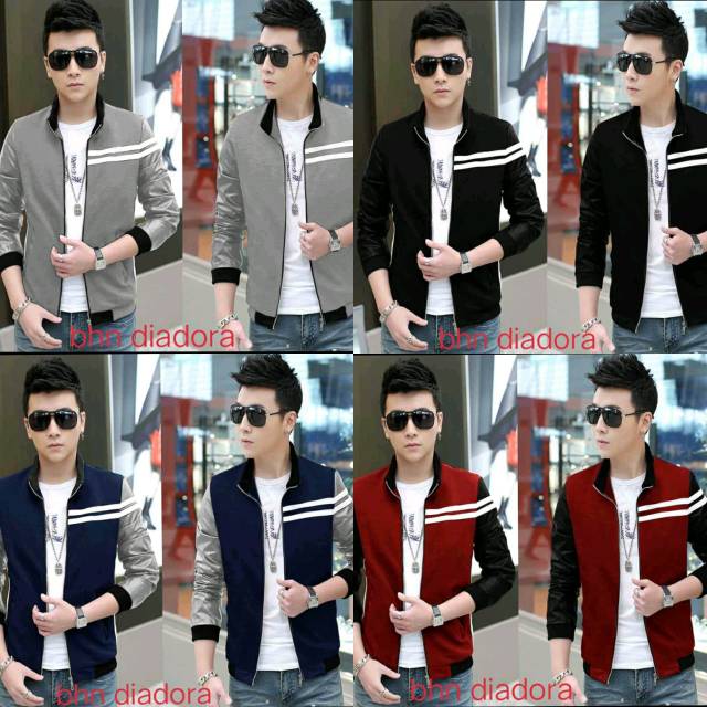 Melly81 COD Jaket Bomber Pria 04 List Dua Man Men jacket cowok pakaian blazer 2020