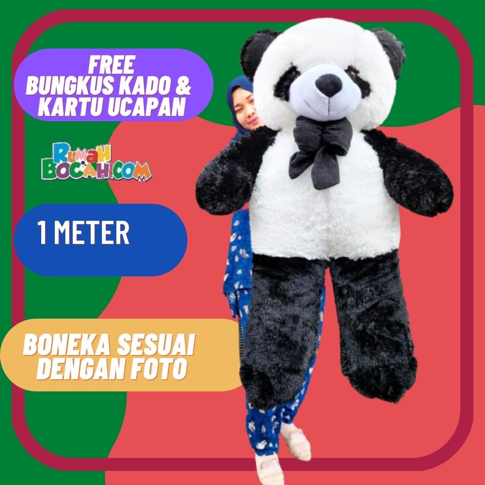 Boneka Panda 1 m meter Jumbo Besar Sujum untuk Kado Ulang Tahun Kado Anniversary Kado Valentine Kado