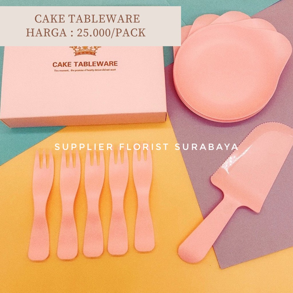 CAKE TABLEWARE REUSEABLE 5 SENDOK, 5 GARPU, 1 PISAU BAHAN PLASTIK KAKU KERAS BISA DICUCI DAN DIPAKAI BERKALI - KALI