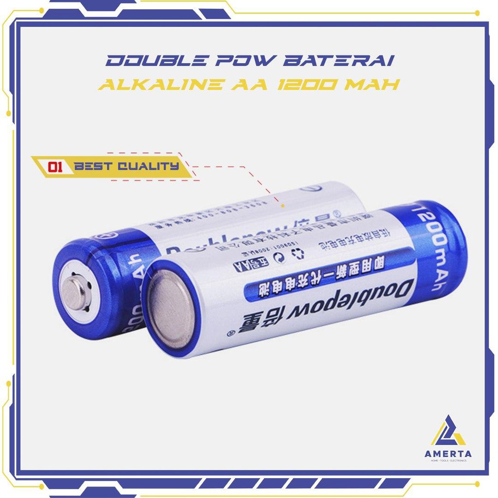 DOUBLEPOW Batu Baterai Alkaline AA Rechargeable 1200mAh 2 PCS